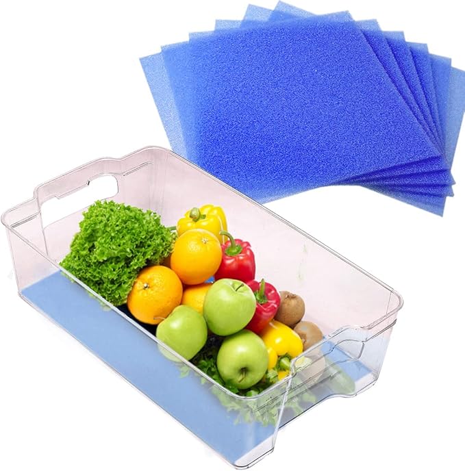 Dualplex® Fruit & Veggie Life Extender Liner for Fridge Refrigerator Drawers, 12x15 Inches (4 Pack) – Extends The Life of Your Produce & Prevents Spoilage (Blue)