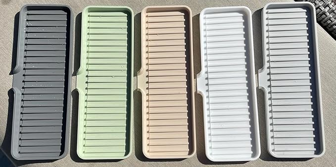 Happitasa Silicone Soap Dish Tray and Sponge Holder with Drain Chute | Bathroom and Kitchen Sink Organizer Caddy (White, 12"x4", 7.4 Ounces)