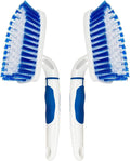2-Pack Scrub Brush for Cleaning with Long Handle,Medium Firm Brush Bathroom Cleaning Supplies and Bathtub Cleaner and Shower Cleaning Brush,Multi-Scene Use for Kitchen or Carpet Brush,White&Blue