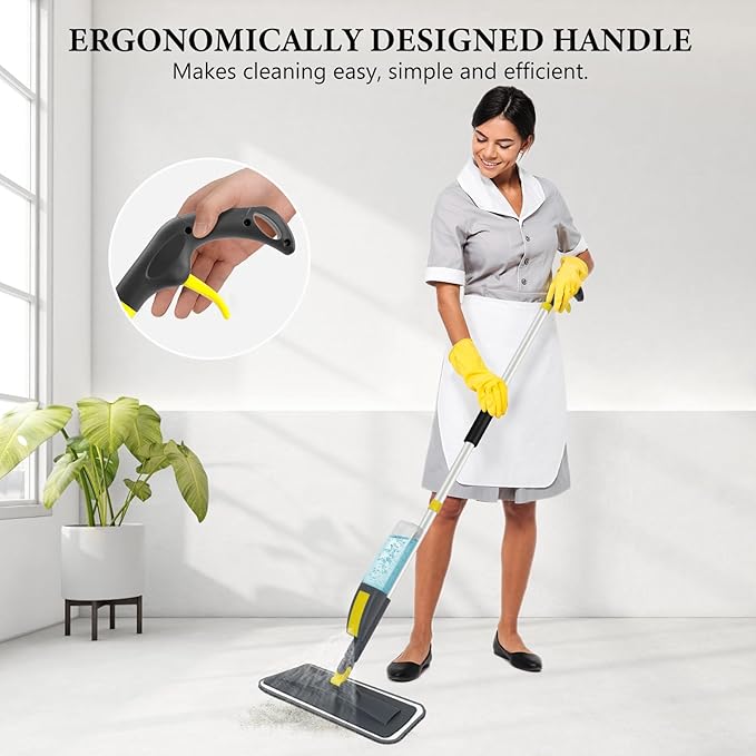 NileHome Spray Mop for Floor Cleaning, Dust Mop with 3 Pcs Washable Pads and 400 ml Refillable Bottle for Household or Commercial Use Wet Mop for Hardwood Laminate Tile Ceramic