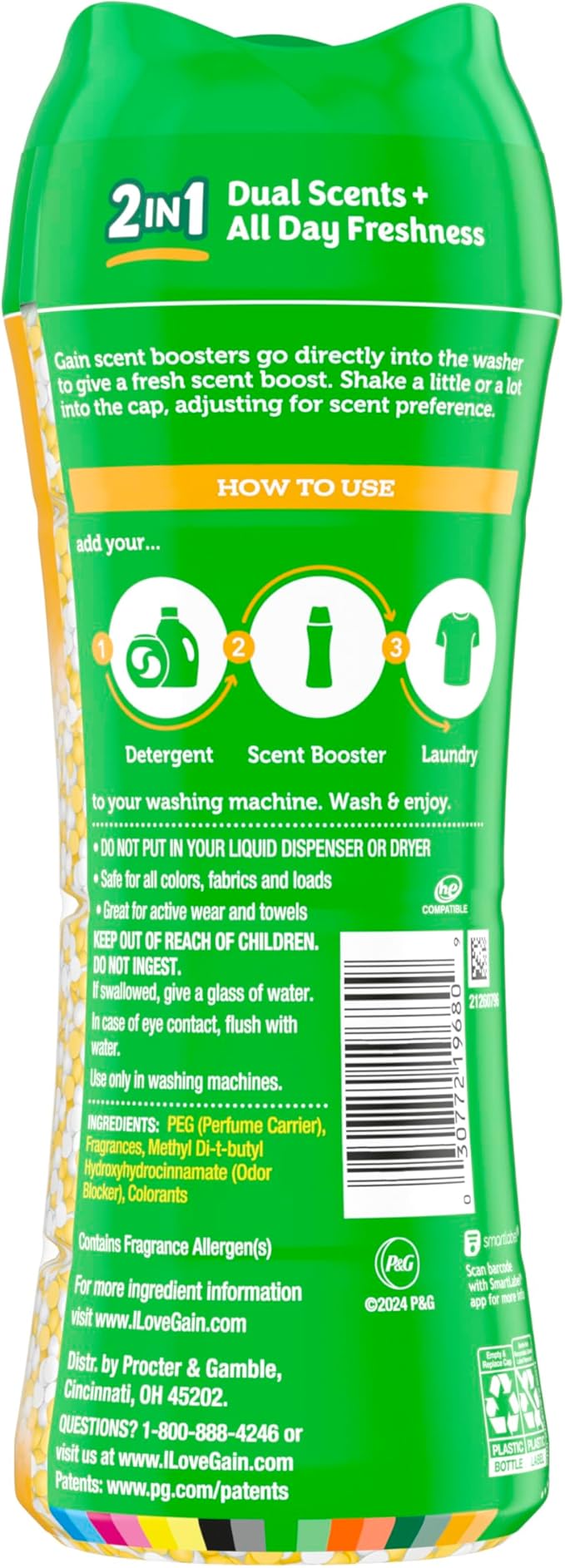Gain Tango 2-in-1 Laundry Scent Booster Beads, Piña and Plumeria Scent, 10.7oz, Laundry Beads with Dual Scents Plus All Day Freshness