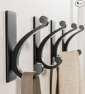 Adhesive Wall Hook for Towel/Coat - Extra Sticky 10LB Stainless, Stick on Hanger for Bath or Shower, Matt Black 4-Pack