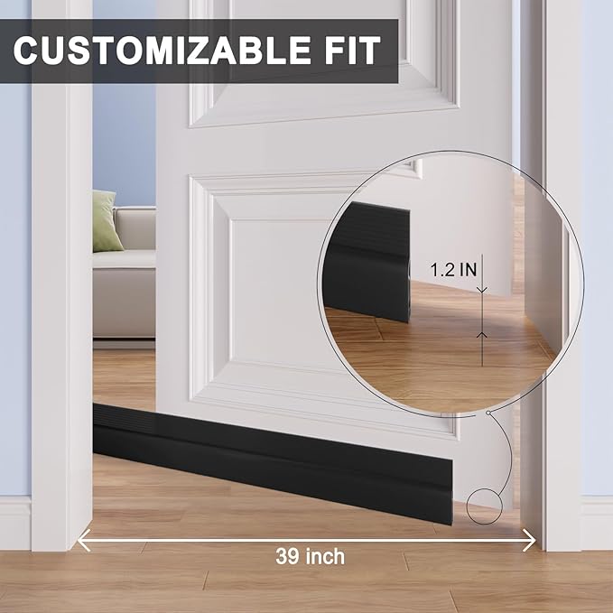 Door Draft Stopper,Door Sweep for Bottom of Door,Weather Stripping Door Seal Draft Guard Blocker Noise Cold Air Insulation Soundproofing for Exterior Interior Home Improvement(Black, 78")