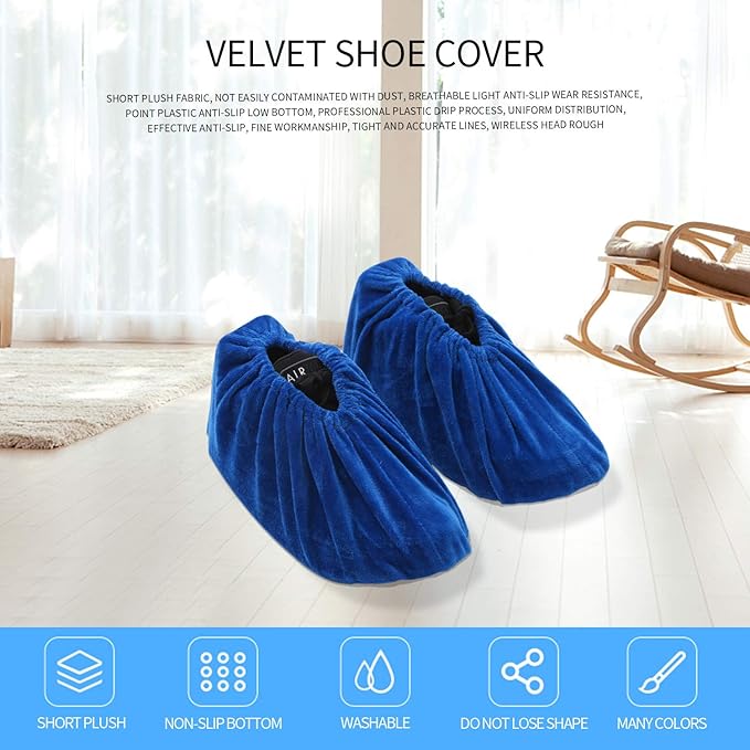 5 Pairs Reusable Non Slip Shoe Covers, Premium Soft Washable Thickened Boot Shoe Covers for Household, Office, Laboratory