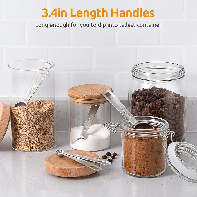 U-Taste Teaspoon Tablespoon Measuring Spoons: 18/8 Stainless Steel Measure Scoop Set of 5, 1/4 TSP, 1/2 TSP, 1 TSP, 1/2 TBSP & 1 TBSP, Metal Kitchen Measurement Utensil for Dry and Liquid Ingredients