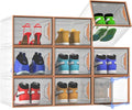 Shoe Storage Boxes Stackable, X-Large Plastic Clear Shoe Organizers with Magnetic Door, Thicken & Sturdy Sneaker Containers, Toy Storage Organizer Bins for Entryway, Closet, Under Bed