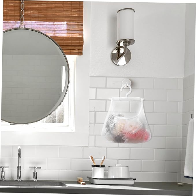 Cabilock 5pcs Mesh Hanging Bag Hanging Clothes Travel White Polyester Fruit