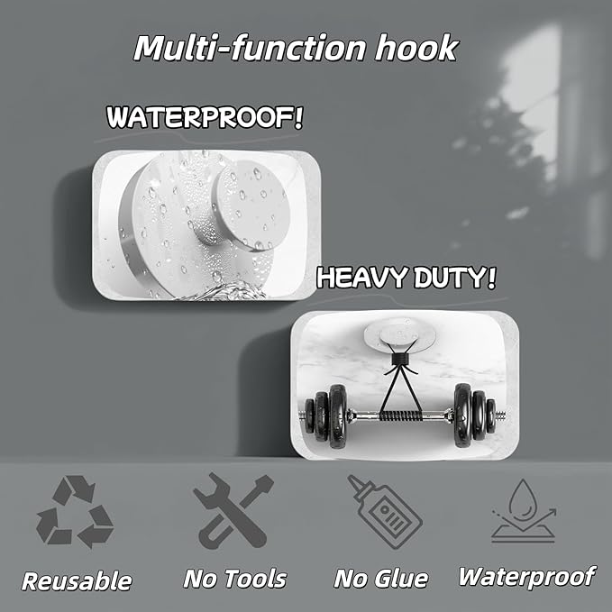2025 Upgraded Stainless Steel Heavy Duty Suction Cup Hooks For Shower Bathroom Accessories Removable Hook For Glass Window Door Wall Hooks For Hanging Towels Robes Wreaths (Pack Of 2, White)