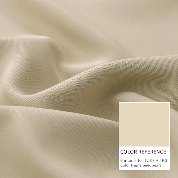 BGment Beige Blackout Curtains for Short Window - Rod Pocket 54 Inch Width Thermal Insulated Room Darkening Curtain for Bedroom Kitchen Cafe, 52 x 45 Inch, 2 Panels, Beige