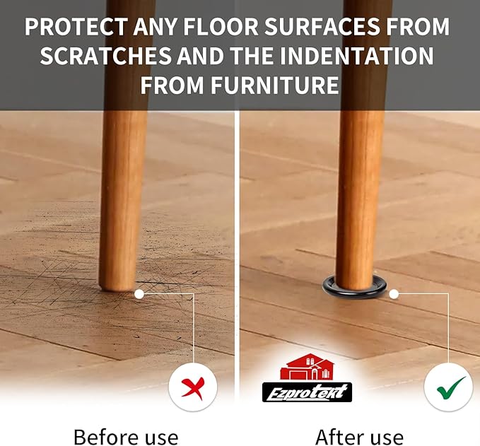 Ezprotekt 4 inch Round Non Slip Furniture Pads for Hardwood & Tile Floors, 16 Pcs Non Skid Furniture Coasters Cups Floor Protectors for Bed, Sofa, Table, Chair, Cabinet, Brown/Black
