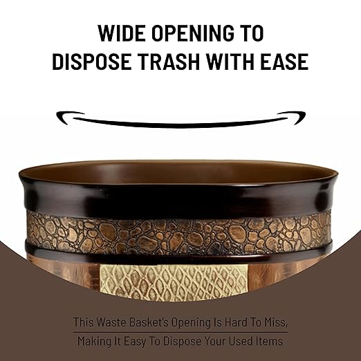 Decorative Trash Can for Bathroom, Office & Bedroom - 2.1 Gallons Stylish & Small Trash Can for Dorms, Desktop & Restroom - Chic Waste Basket for Compact Spaces, Zambia
