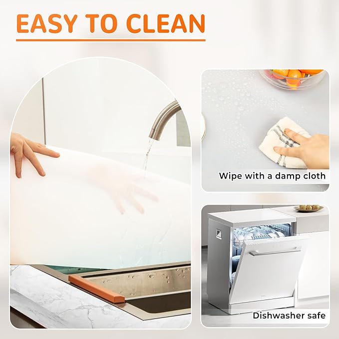 Warome Silicone Mat,47"x 23" Silicone Mats for Kitchen Counter, Waterproof Heat Resistant Mat, Extra Large Countertop Protector, Nonstick Baking Mat,Shipped No Creases- White Translucent