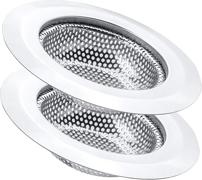 2 Pcs Kitchen Sink Strainer, Stainless Steel Drain Cover, Large Wide Rim 4.5" Diameter, Anti Clogging Basket Catcher, Dishwasher Safe