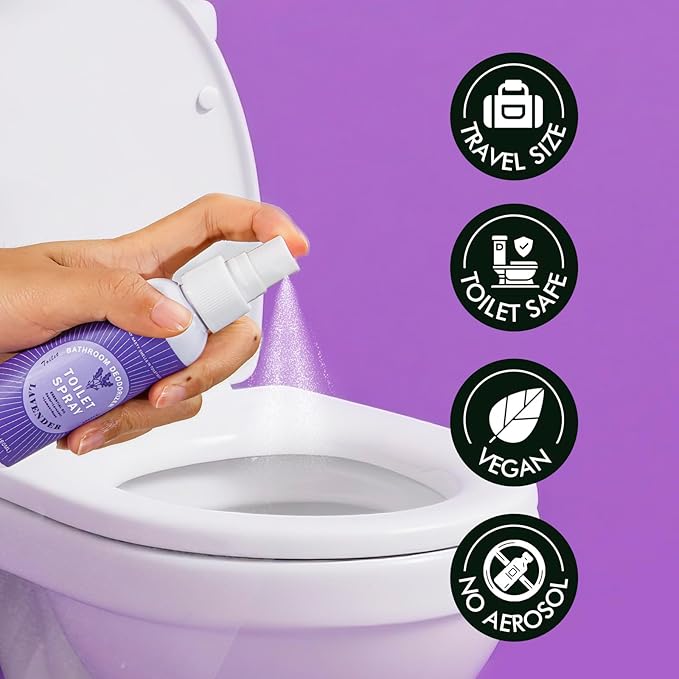 Toilet Spray Travel Size Lavender, Air Freshener Bathroom Spray, Up to 240 Uses, 2 Pack