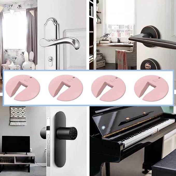 Silicone Door Pinch Guard and Door Slam Stopper, Durable Finger Pinch Guard, Prevents Pinch Injuries, Slamming Doors, Door Stopper for Kids, 6 Packs Pink.