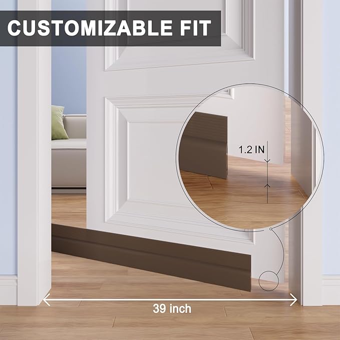Door Draft Stopper,Door Sweep for Bottom of Doors,Weather Stripping Seal Draft Guard Blocker Noise Cold Air Insulation Soundproofing for Exterior Interior Home Improvement(Brown, 78")