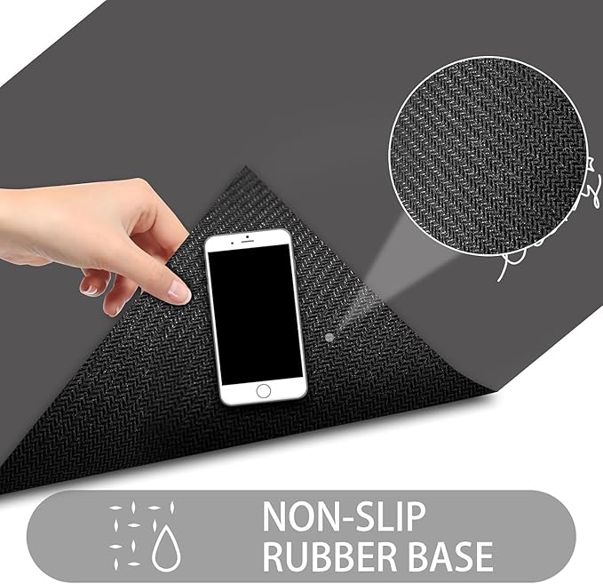 Ultra Thin Door Mat Indoor Entrance, 1/10 in Thin Door Mats for Inside Entry, Non-Slip Rubber Backing Doormat, Absorbent, Quick-Dry, Washable, Low Profile Entryway Mat, 30"X17",Black