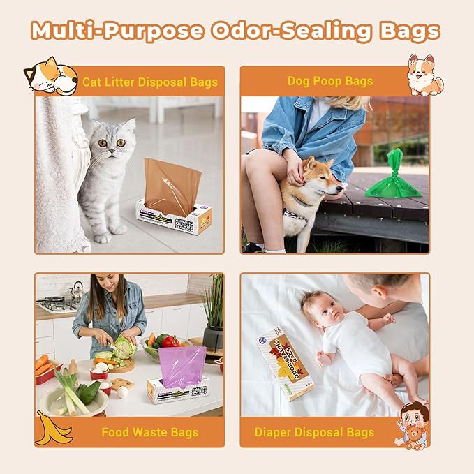Odor Sealing Small Trash Bags Home & Food Use L-90 Count Disposable Bags, Durable and Unscented (Color:Brown)