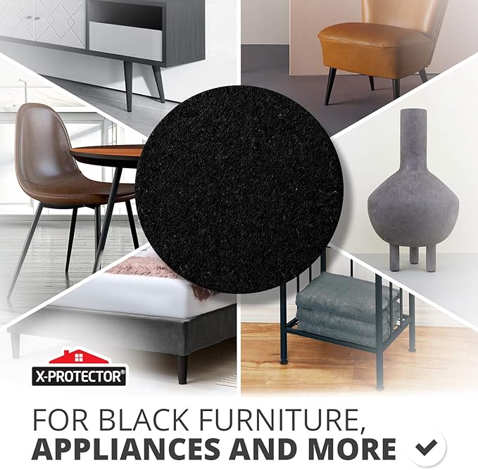 X-Protector Black Felt Furniture Pads - 48pcs for Wood Floors