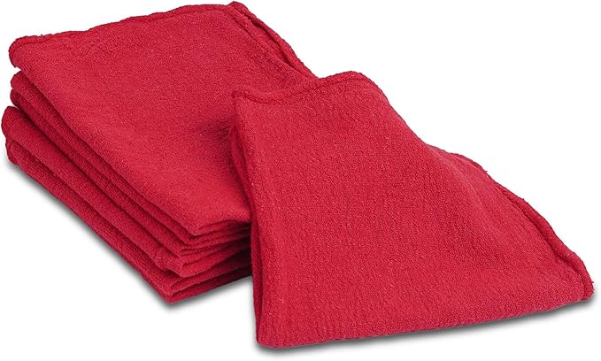 Cotton Shop Towels - Pack of 25 Cleaning Rags 12'' x 14'' - Super Soft and Absorbent Shop Rags for Cleaning House - Multipurpose Towels for Automobiles, Industries, Garage