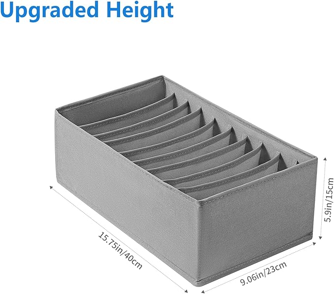 4 Packs T-shirt Drawer Organizers for Clothing,10 Grids Compartment Wardrobe Storage Box, Clothes Organizer for Folded Clothes, T-shirt, Legging-15.75''x9.06''x5.91''