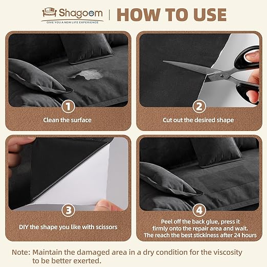 Suede Repair Patch, 17X79 Inch Fabric Large Repair Tape, Self-Adhesive Patches for Furniture, Sofa, Car Interior, Shoes, Hand Bag, Clothing (Black, 3.5X79 Inch)