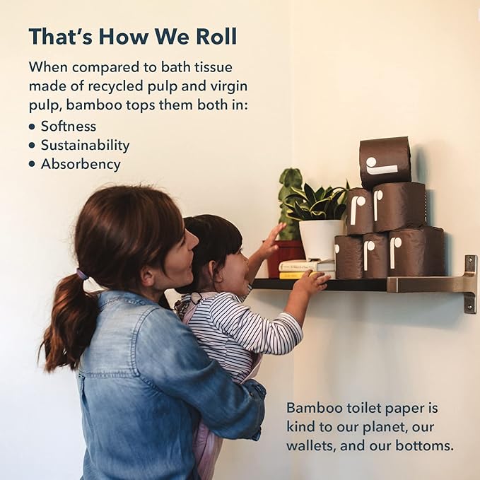 Reel Premium Toilet Paper - 12 Rolls of Toilet Paper - 3-Ply Made from Tree-Free - Zero Plastic Packaging, Septic Safe