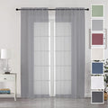 Chyhomenyc Extra Long Sheer Curtain Panels 96 Inches, 2 PCS, Voile Top Dual Rod Pockets Soft Touching Window Drapes Treatment for Children Room/Bedroom/Living Room/Hotel, 42W x 96L inch, Charcoal Grey