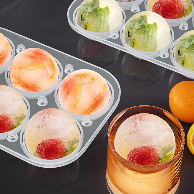 Large Ice Cube Tray for Whiskey: 2.5 Inch Silicone Ice Ball Maker - Circle Ice Cube Tray - Round Ice Sphere Maker for Old Fashioned Bourbon Whisky