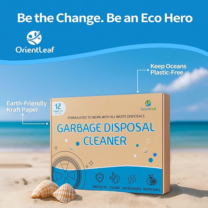 Garbage Disposal Cleaner and Deodorizer Tablets 20g 1 Year Supply Sink Cleaner, Prevents Odors, Natural Kitchen Drain Cleaning Care 12 Pack