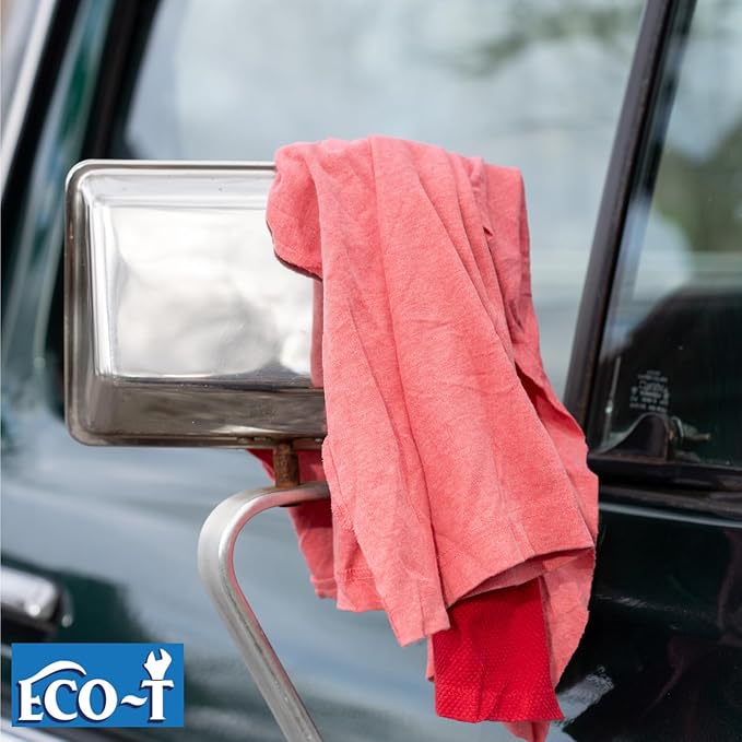 1 Lb Bag Eco-T Mechanic Shop Rags - Colored T-Shirt Material, 100% Recycled, Eco-Friendly, High Absorbency, Low Lint, Low-Cost, Industrial Use Wiping Cloth