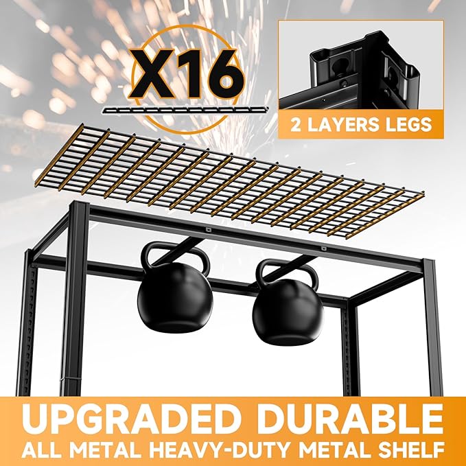 5-Tier 60”W x 24”D x 72”H Garage Shelving Storage Shelves 3000LBS Heavy Duty Metal Shelf Adjustable Rack Units Suitable for Garage Basement Warehouse Utility Shelves (Black)