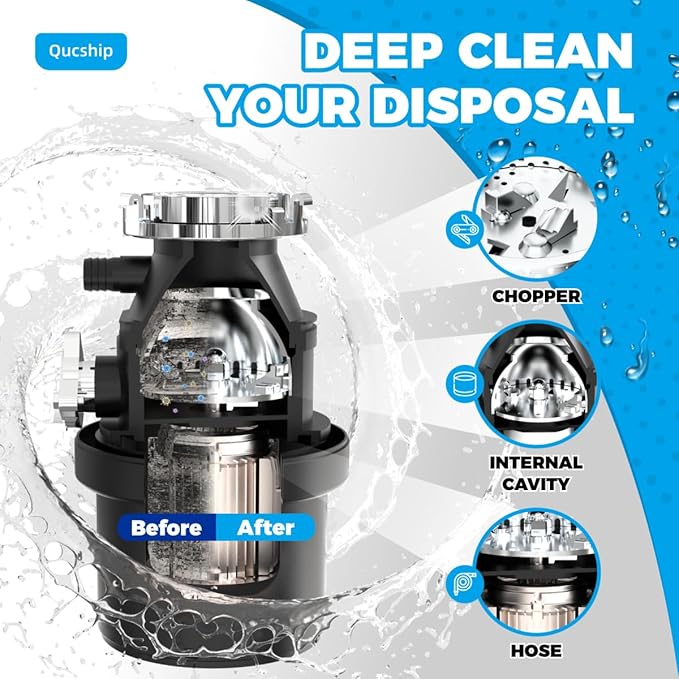 Qucship Powerful XXL Foaming Garbage Disposal Cleaner and Deodorizer Tablets - 24 Pack, Citrus Scent Garbage Disposal Cleaner, Sink Drain Clean for 1 Year Kitchen, House, Home Cleaning Essentials