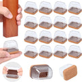 Ezprotekt 16 Pcs Rectangle Clear Silicone Chair Leg Floor Protectors with Felt, Rectangle Chair Leg Caps, Furniture Leg Covers Cups for Chair Table Desk Anti- Scratches (Fit L :1.3-1.7", W: 0.6-0.9")