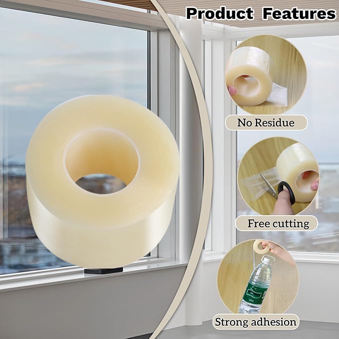 Transparent Window Seal Weather Sealing Tape 2 Inch x 35 Yards Weather Stripping Residue Free Clear Window Insulation Tape for Shower Glass Gaps and Doors Windproof Tape