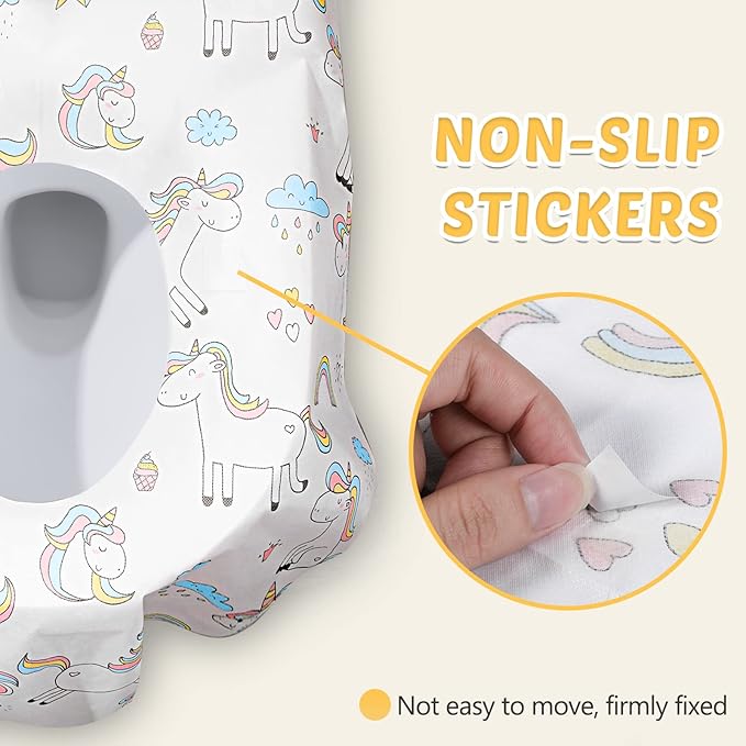 Mimorou 40 Pcs Toilet Seat Covers Disposable for Kid Toddler Extra Large Paper Potty Seat Cover Potty Training Liners Individually Wrapped Portable Toilet Seat Cover for Travel (Unicorn Style)