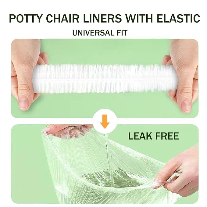 Potty Chair Liners with Elastic, Portable Potty Training Bags, Potty Refill Liners Disposable for Toddlers Kids and Baby,Toilet Seat Cover,17x8Inches,Clear 400pieces