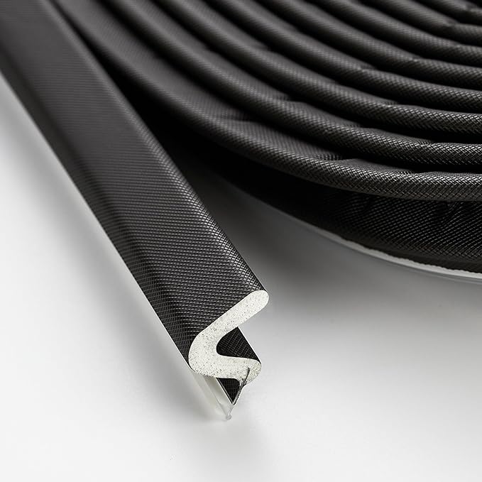 Weather Stripping Door Seal Strip - Soundproof Q-Shaped Foam for Exterior Door Frame, Large Gap Seal, Noise Cancelling, Easy to Install (Black, 30FT)