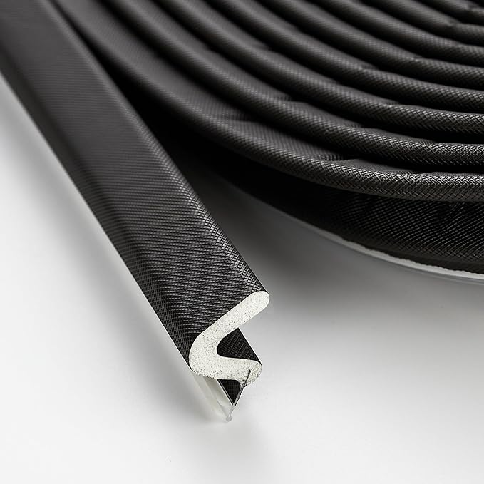 Weather Stripping Door Seal Strip - Soundproof Q-Shaped Foam for Exterior Door Frame, Large Gap Seal, Noise Cancelling, Easy to Install (Black, 40FT)