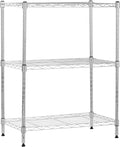 Amazon Basics 3-Shelf Adjustable Heavy Duty Steel Wire Rack Storage Shelving Organizer for Kitchen, Garage, 23.2" L x 13.4" W x 30" H, Chrome