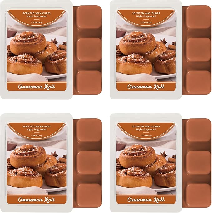 SCENTORINI Wax Melts, Fall Wax Melts, Pack of 4, Cinnamon Roll Scent, for Candle Making and Home Fragrance