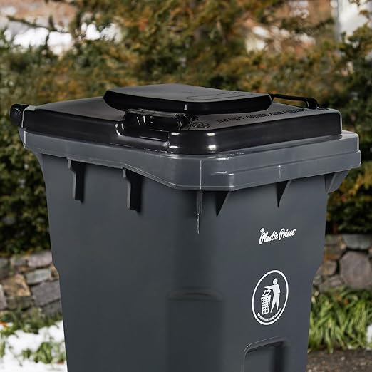 32 Gallon Trash Can with Wheels Outdoor Trash Can with Lid and Wheels Heavy-Duty Trash Bin for Outside Plastic Garbage Can Wheeled Gray for Home Hospitals Restaurants Offices