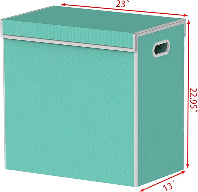Simple Houseware Double Laundry Hamper with Lid and Removable Bags, Turquoise