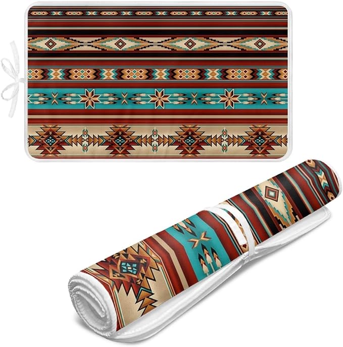 Aztec Ironing Mat Ironing Board Pad Heat Resistant, Portable, Quilting & Travel Blanket 32 x 16 Inch Aztec Print Small Ironing Mat for Table Top,Countertop,Etc