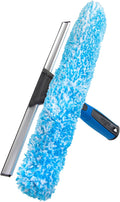 Unger Professional Connect and Clean 2-in-1 Squeegee and Scrubber, 14” Window Cleaning Tool, Essential Glass Cleaner for Commercial and Residential Use, Reusable Microfiber Sleeve, Streak-Free Results