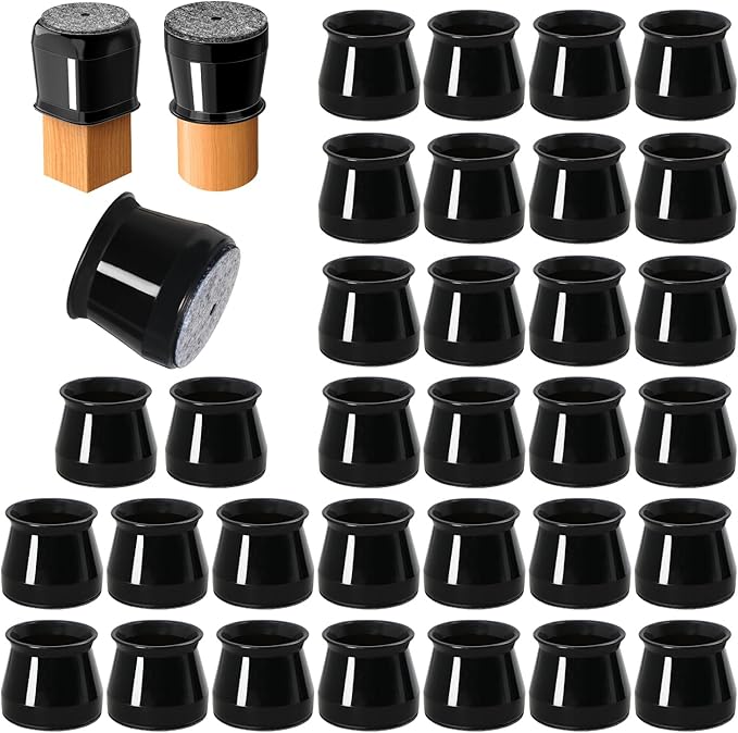 32 Pcs Chair Leg Protectors for Hardwood Floors, Silicone Felt Furniture Leg Cover Pad for Protecting Floors from Scratches and Noise, Smooth Moving, Large(Fit Round Diameter：1-5/16" to 2")