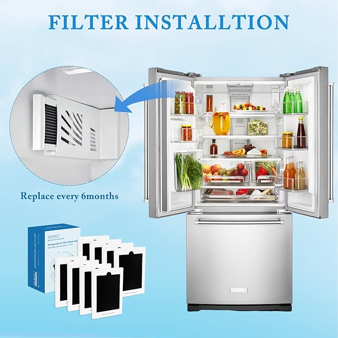 Refrigerator Air Filter Replacement 8 Pack, Carbon Activated Air Filter Compatible with Frigidaire Pure Air Ultra & Electrolux EAFCBF, PAULTRA, SCPUREAIR2PK, RAF1150, 242047804, 242047801, 242061001