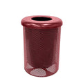COATEDOUTDOORFURNITURE RFT-P-BUR Heavy Duty Round Trash Receptacle with Flat Top, Liner Included, 32 Gallon, Burgundy, Made in America