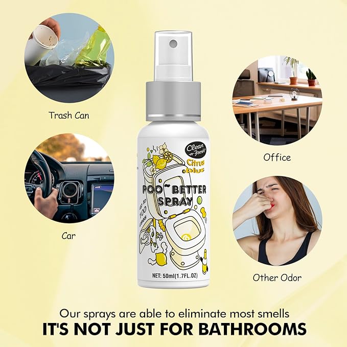Clean-n-Fresh Toilet Spray, Variety Pack of 3 - Citrus/Lavender/Hibiscus, Bathroom & Toilet Odor Elimination, Travel Size 1.7 Fl Oz Each, Total 5.1 Fl Oz