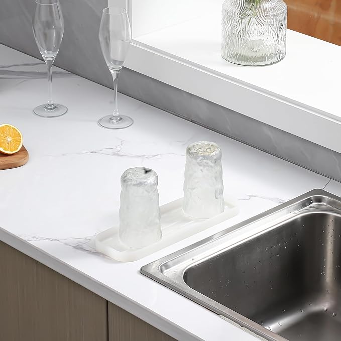 Silicone Kitchen Sink Organizer Tray for Multiple Usage,Easy Clean Sponges Holder for Kitchen Bathroom Counter or Sink,Dish Soap Dispenser,Scrubber,Bottle,Cup Translucent 12" x 4”